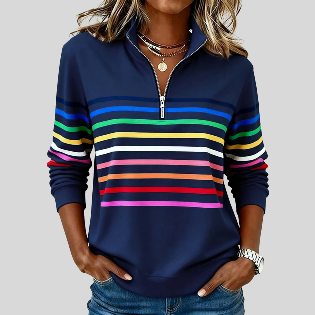 Prismette | Colourful striped quarter-zip jumper