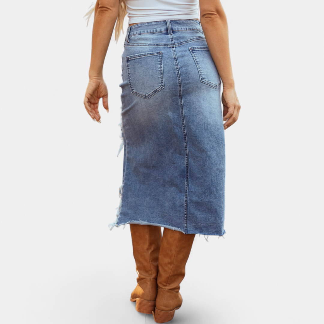BLAKE – Relaxed High-Waist Denim Maxi Skirt