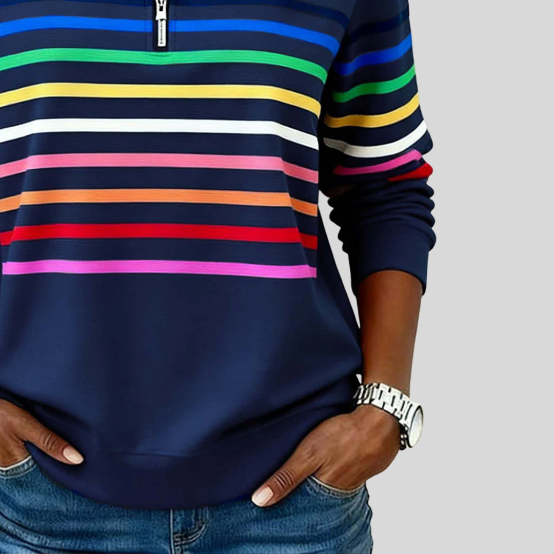 Prismette | Colourful striped quarter-zip jumper