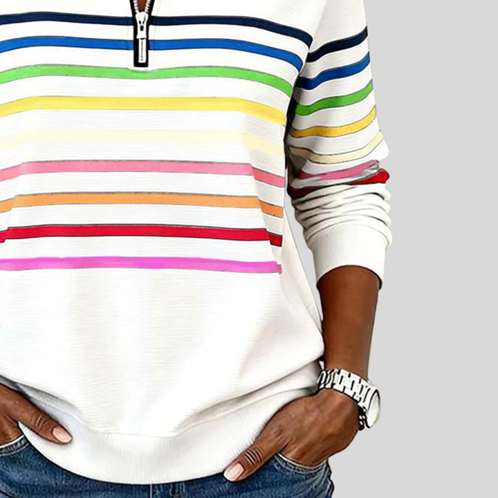 Prismette | Colourful striped quarter-zip jumper