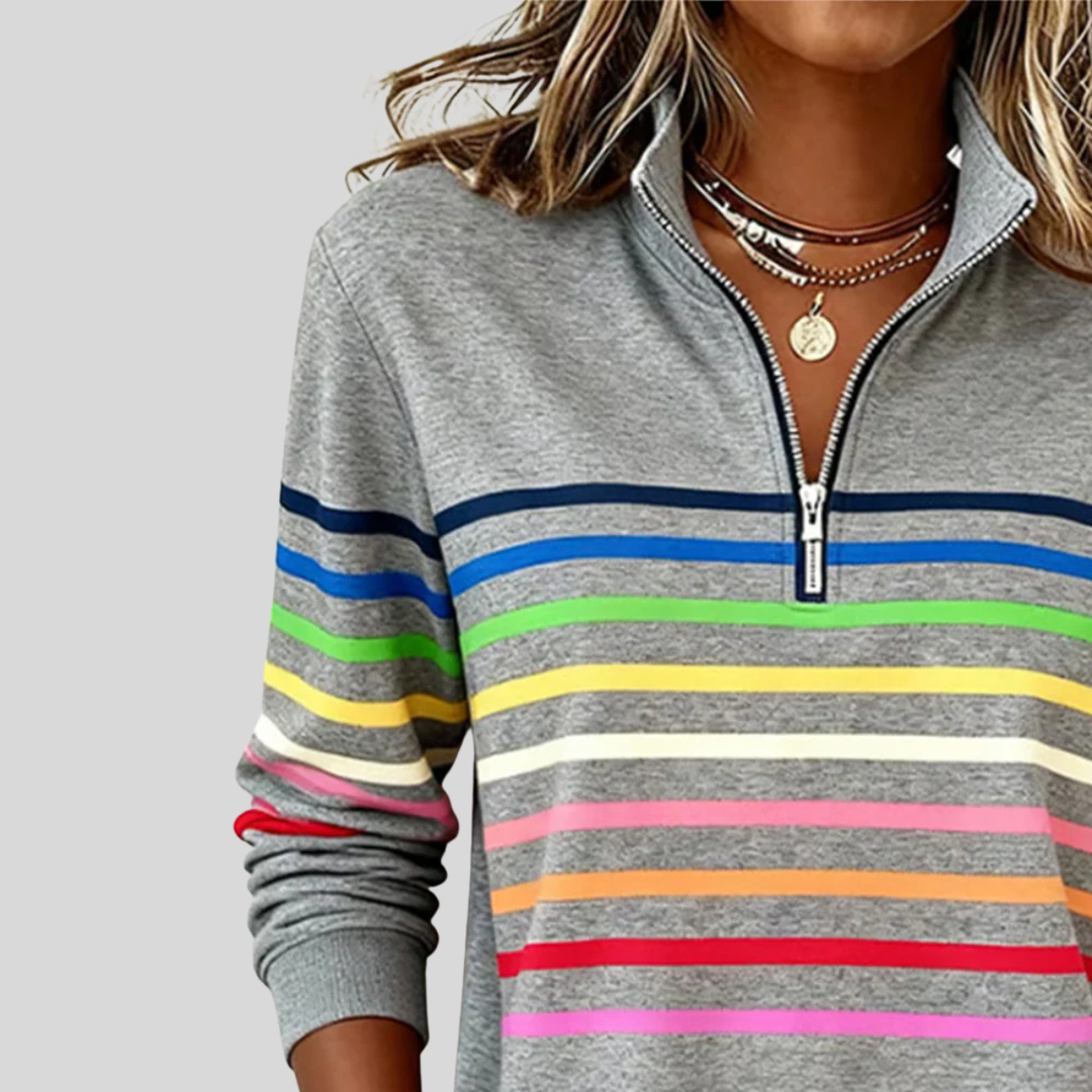 Prismette | Colourful striped quarter-zip jumper
