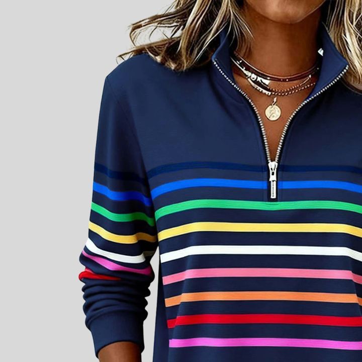 Prismette | Colourful striped quarter-zip jumper
