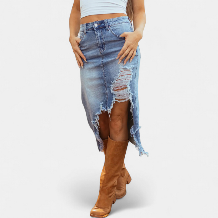 BLAKE – Relaxed High-Waist Denim Maxi Skirt