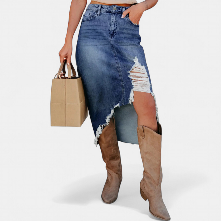 BLAKE – Relaxed High-Waist Denim Maxi Skirt