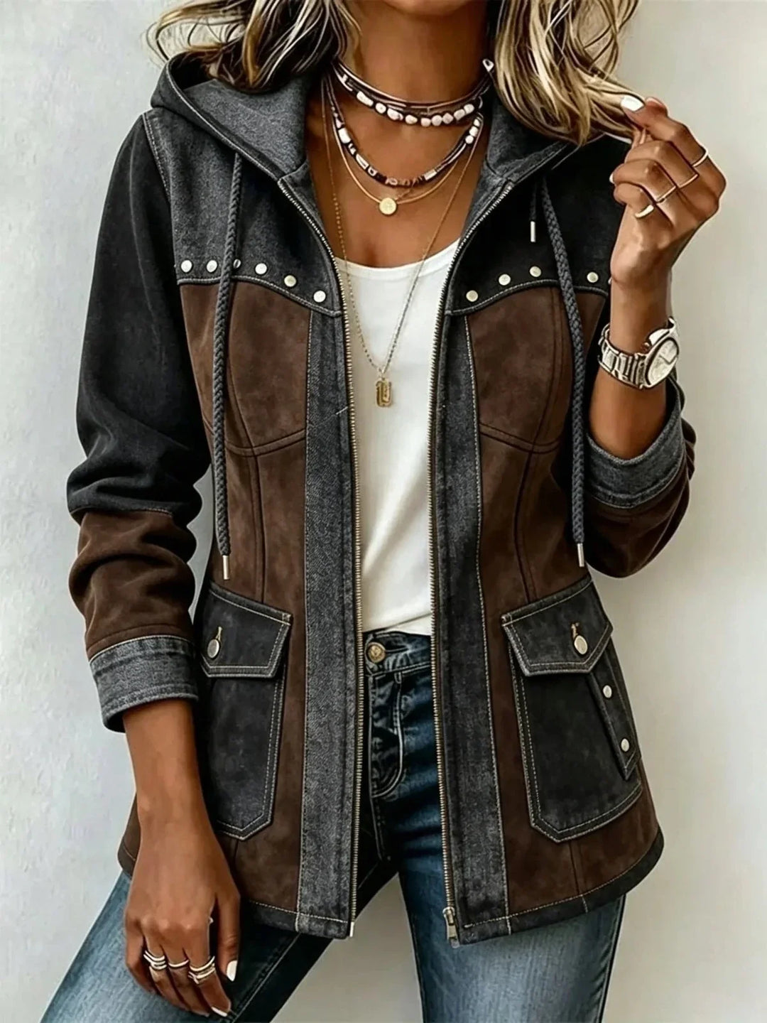 Nancy | Two-Tone Hooded Jacket