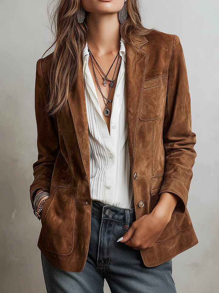 Vintage Buttoned Blazer with Structured Pockets