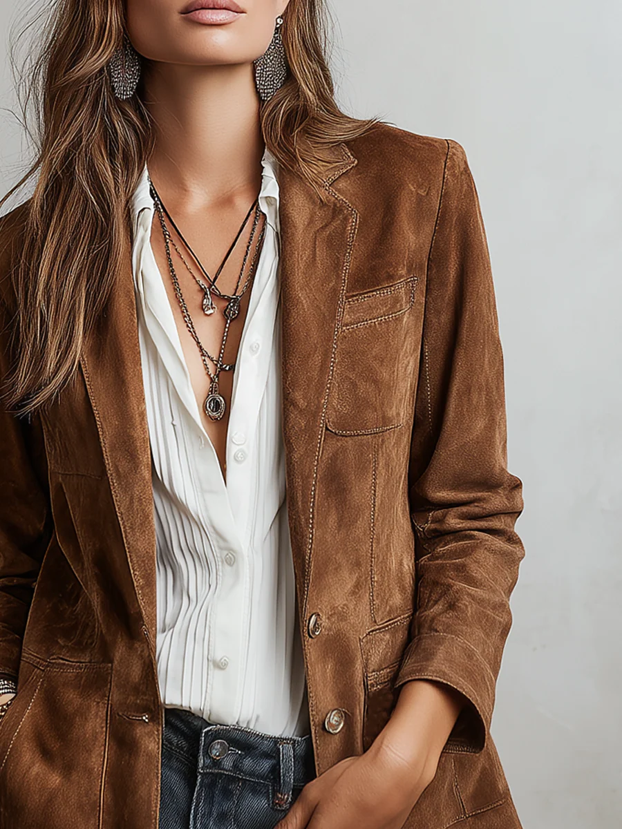 Vintage Buttoned Blazer with Structured Pockets