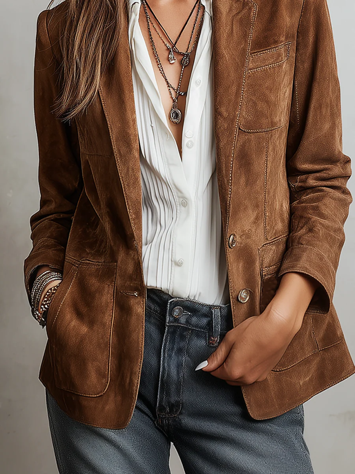 Vintage Buttoned Blazer with Structured Pockets