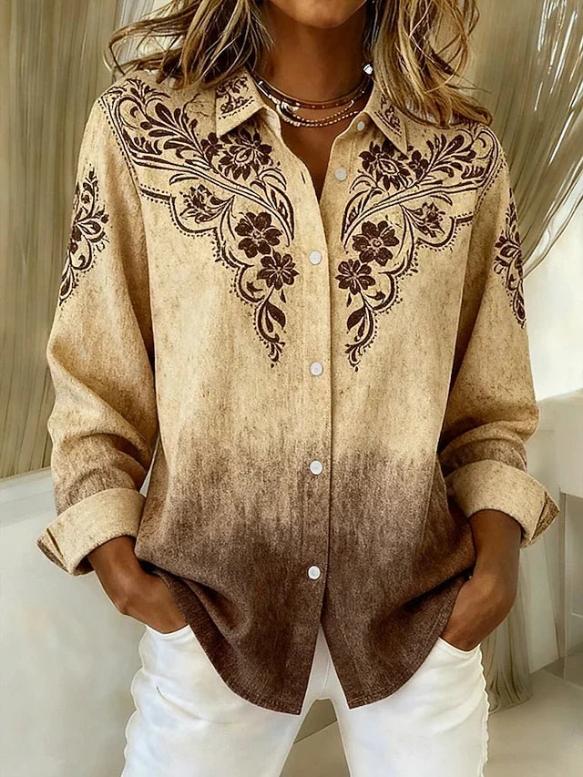Debera | Vintage Western Floral Button Blouse