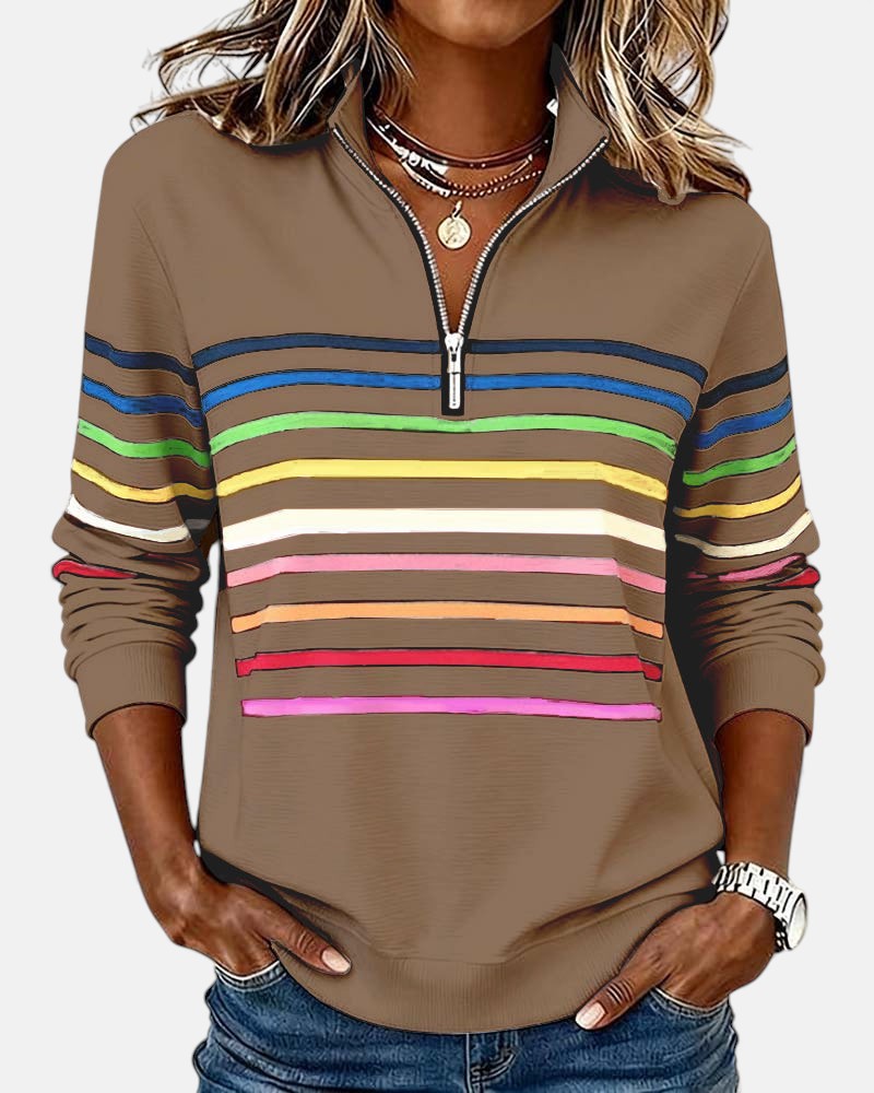 Prismette | Colourful striped quarter-zip jumper