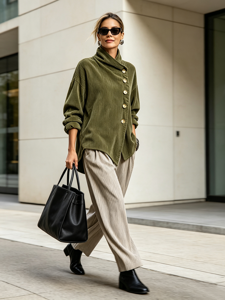 Lisa | High-Neck Corduroy Sweater