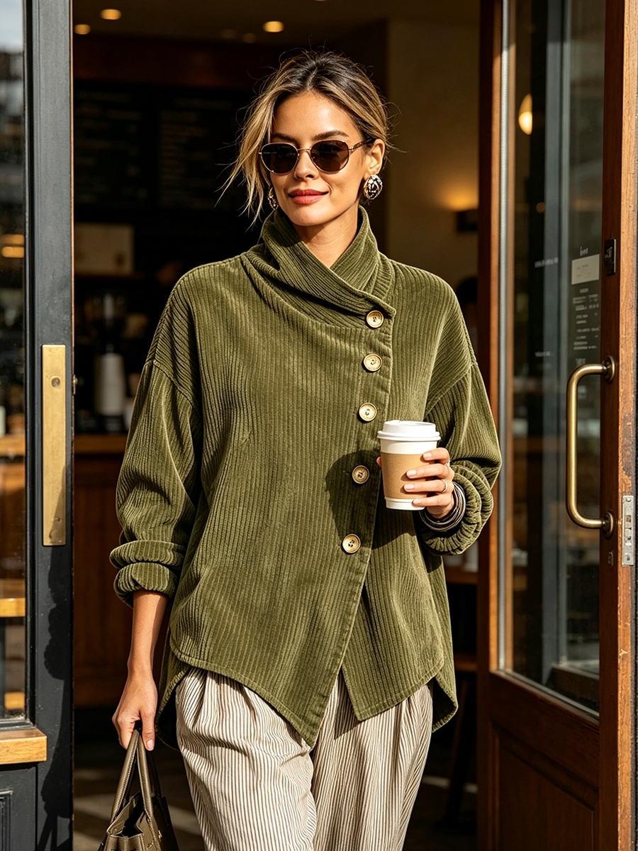 Lisa | High-Neck Corduroy Sweater