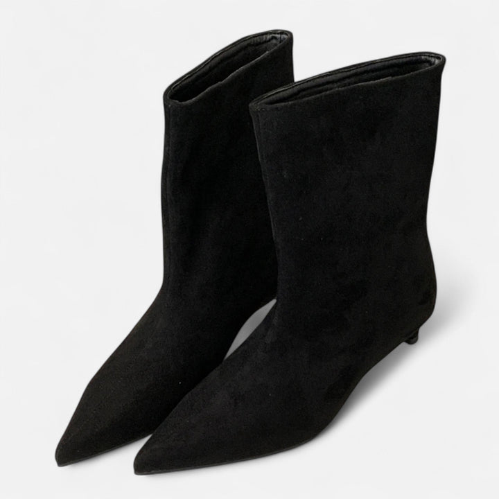 Alurex | Women's Pointed Low Heel Ankle Boots Vintage Office