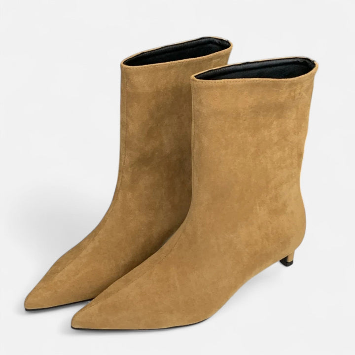 Alurex | Women's Pointed Low Heel Ankle Boots Vintage Office