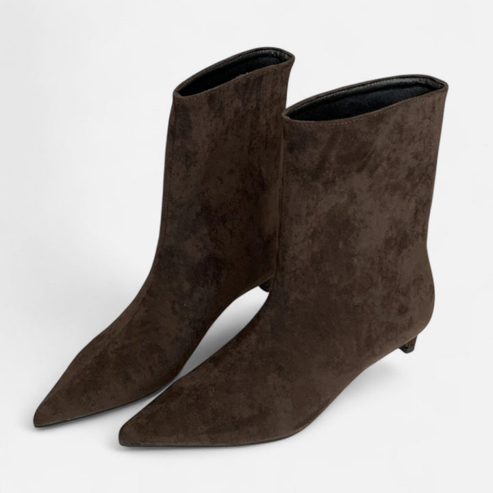 Alurex | Women's Pointed Low Heel Ankle Boots Vintage Office