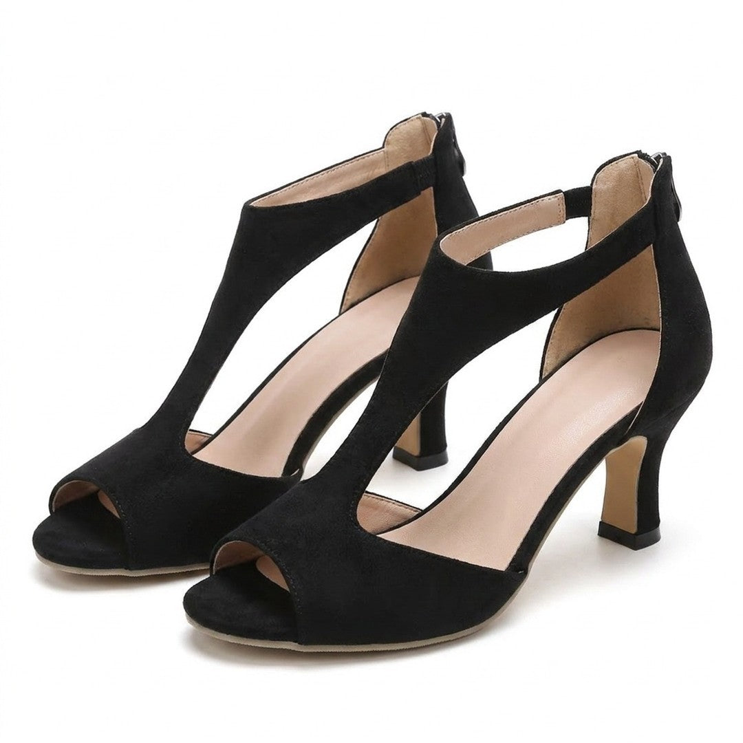 Azeline | Women's Peep Toe T-Bar Heels Evening Party Sandals
