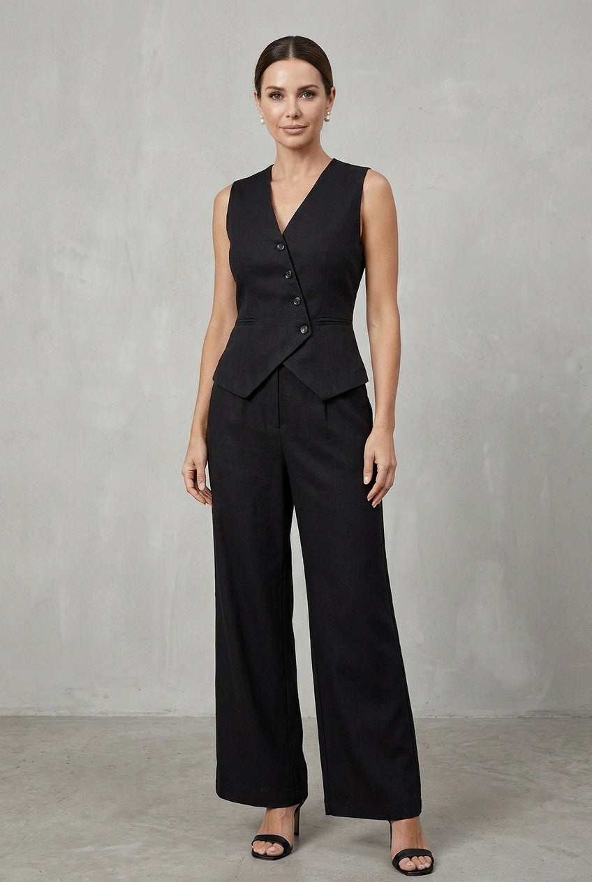 Bellure | Women's Tailored Vest Wide Leg Trouser Co-Ord Evening