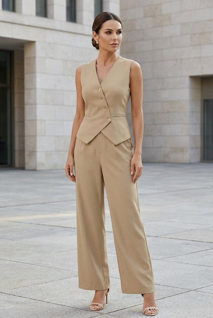 Bellure | Women's Tailored Vest Wide Leg Trouser Co-Ord Evening
