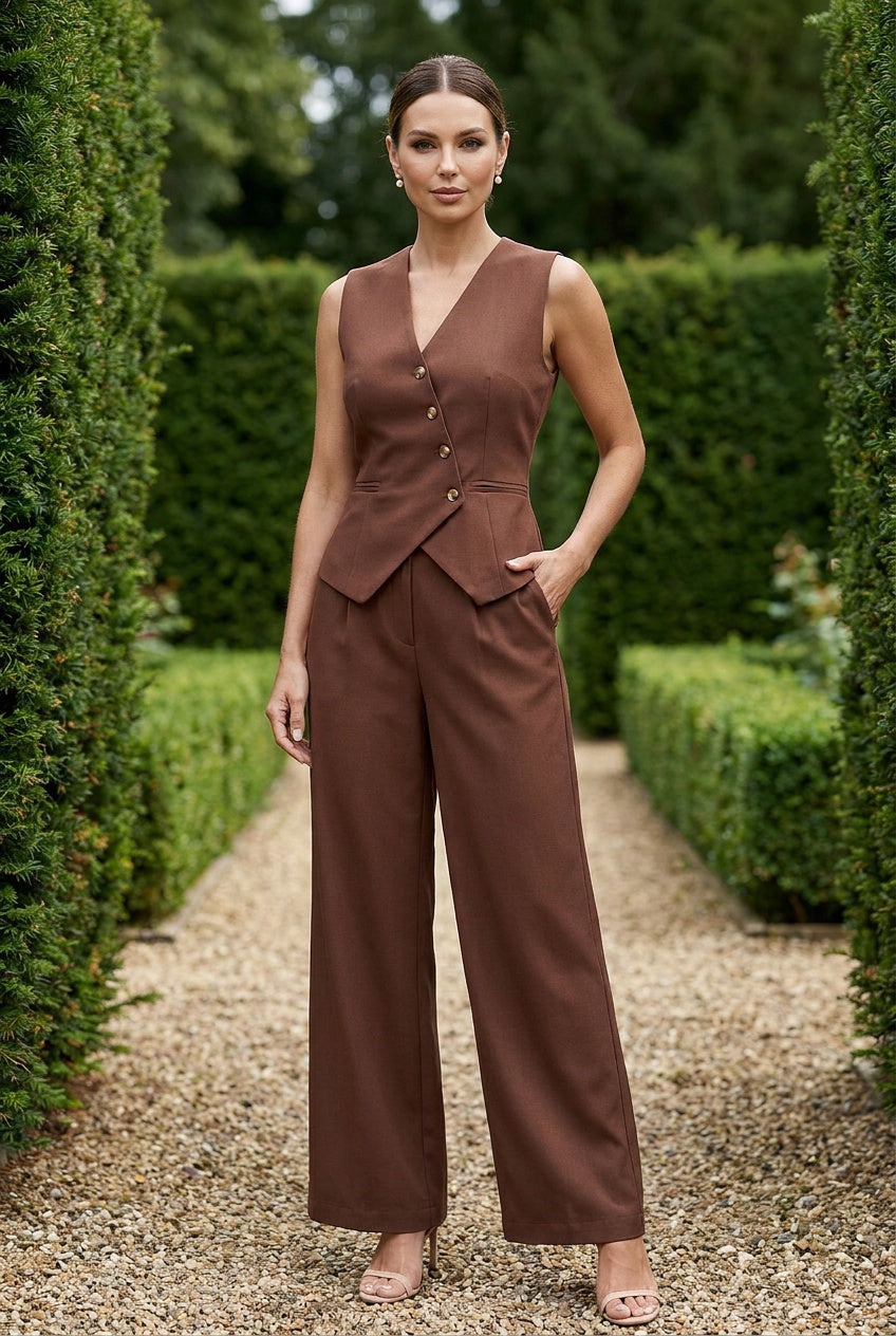 Bellure | Women's Tailored Vest Wide Leg Trouser Co-Ord Evening