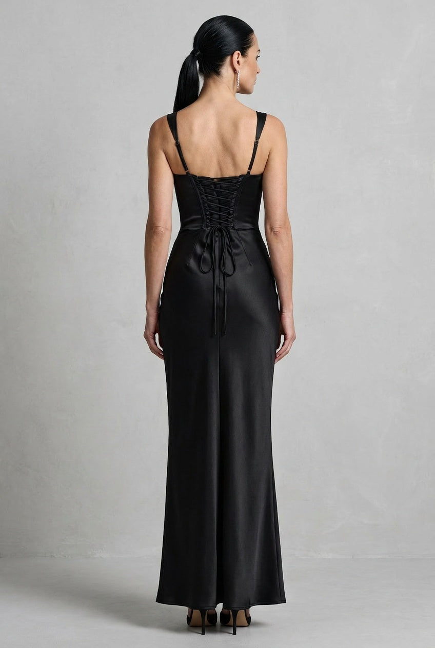 Clarissea | Women's Ruched Square Neck Maxi Dress Evening Gala