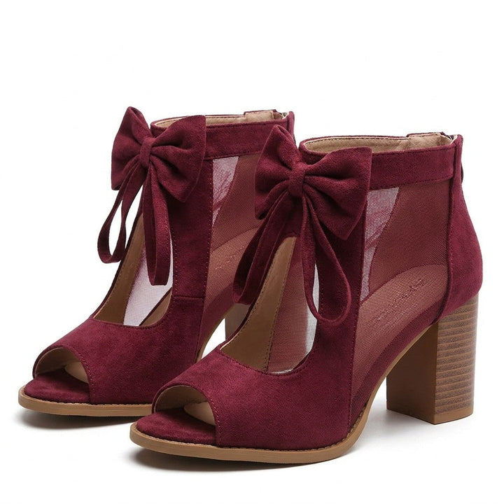 Davielle | Women's Bow Peep Toe Block Heel Sandal Boots Evening