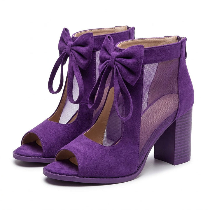 Davielle | Women's Bow Peep Toe Block Heel Sandal Boots Evening