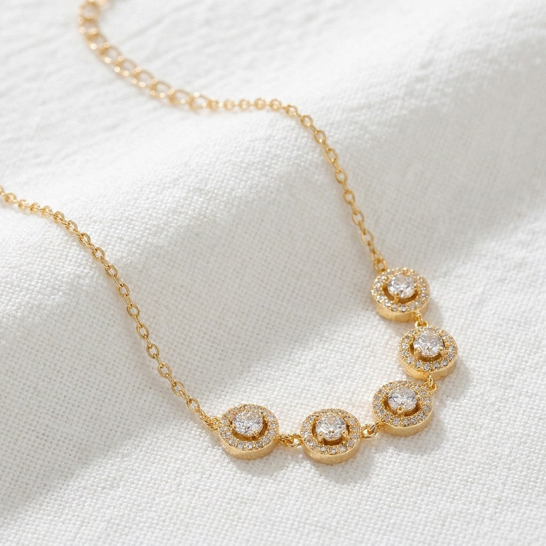 Dorelle | Women's Sterling Silver Cubic Zirconia Halo Station Chain Bracelet