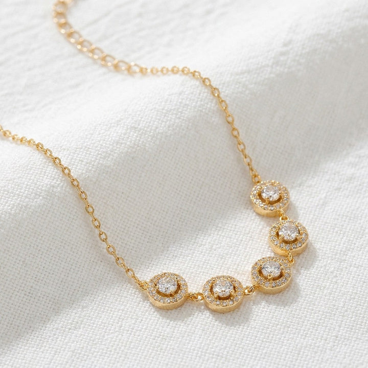 Dorelle | Women's Sterling Silver Cubic Zirconia Halo Station Chain Bracelet
