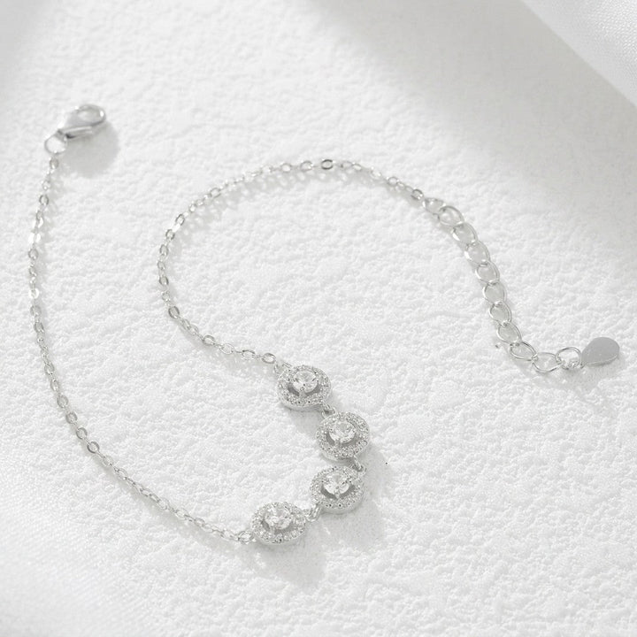 Dorelle | Women's Sterling Silver Cubic Zirconia Halo Station Chain Bracelet