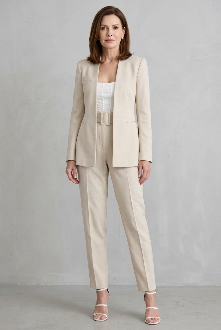 Evora | Women's Tailored Blazer Wide Leg Suit Set Office Occasion