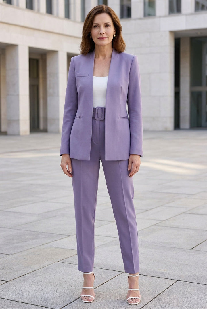 Evora | Women's Tailored Blazer Wide Leg Suit Set Office Occasion