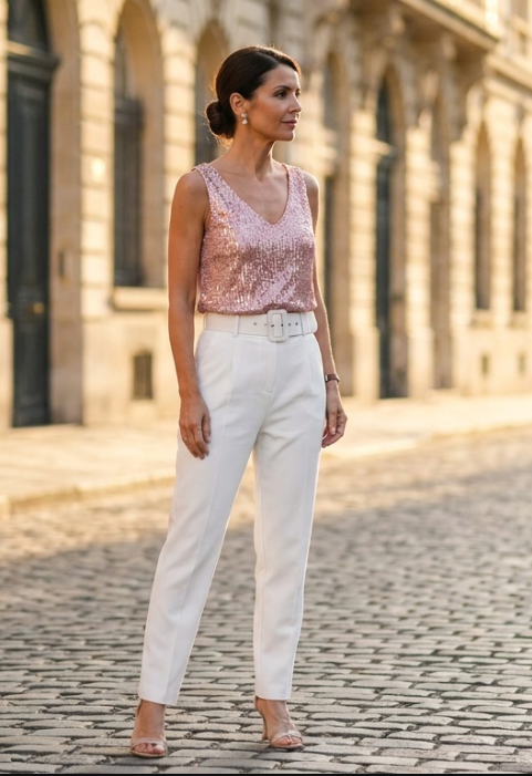 Iscara | Women's Sequin Sleeveless Top Evening Party Occasion