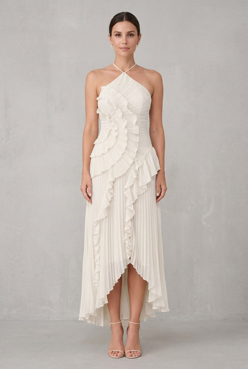 Luméa | Women's Backless Ruffle Halter Maxi Dress Wedding Guest