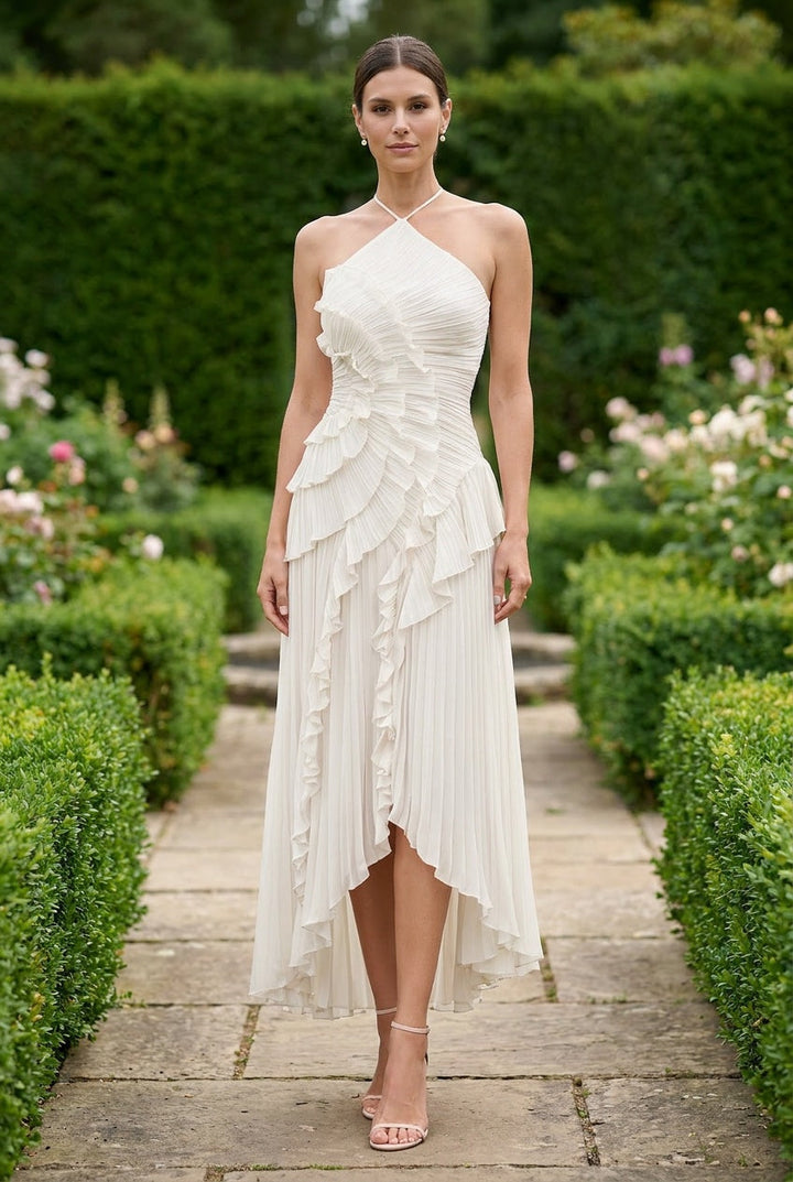 Luméa | Women's Backless Ruffle Halter Maxi Dress Wedding Guest