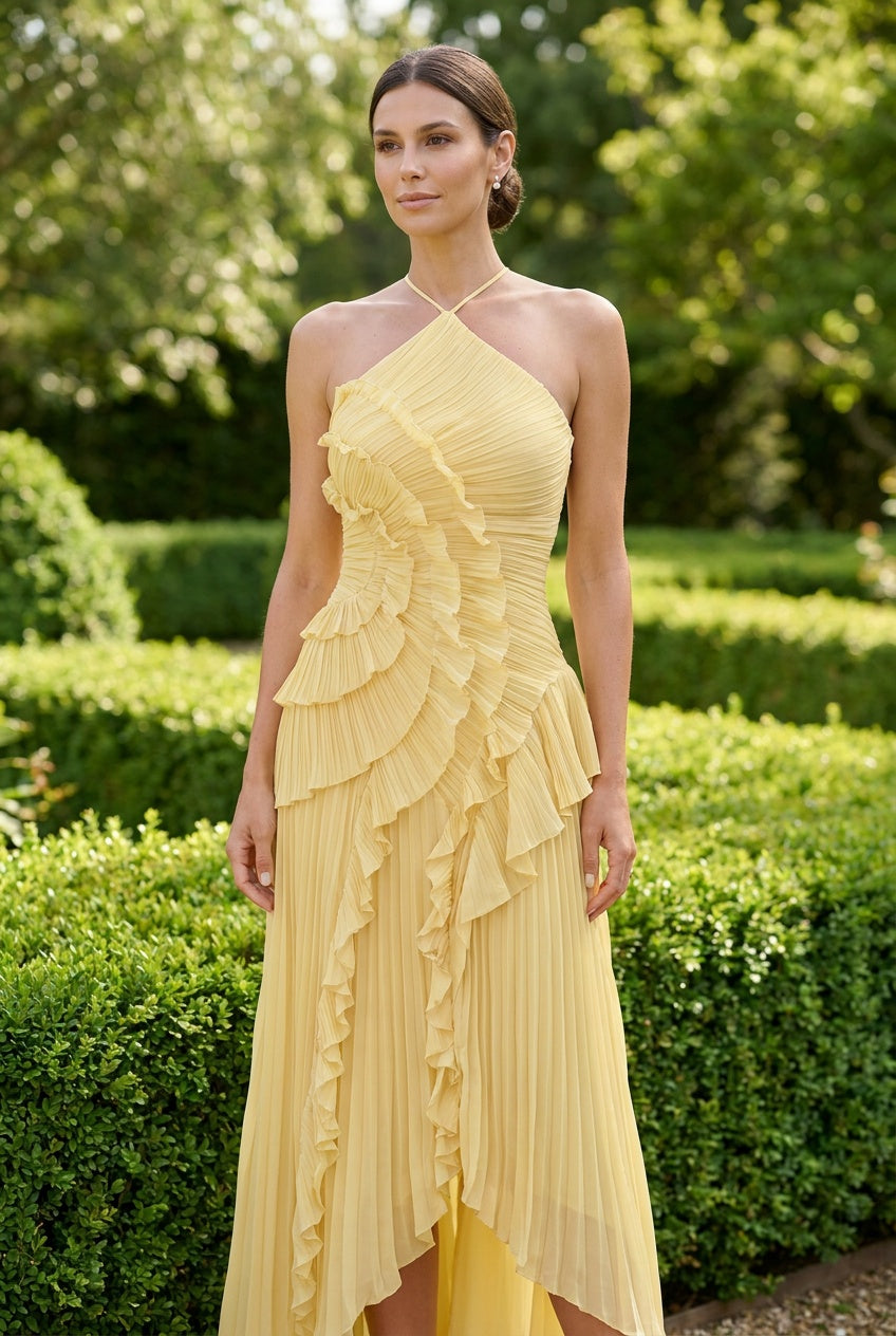 Luméa | Women's Backless Ruffle Halter Maxi Dress Wedding Guest