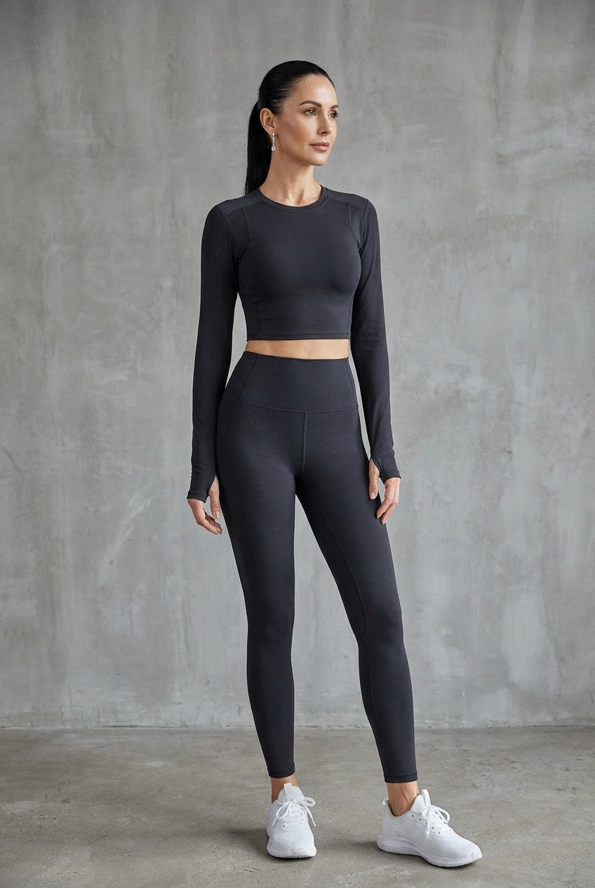Marisol | Women's Long Sleeve Crop Top Leggings Co-Ord Set