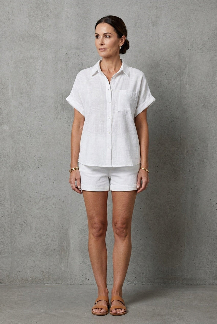 Miravelle | Women's Relaxed Crew Neck Blouse Smart Casual Summer