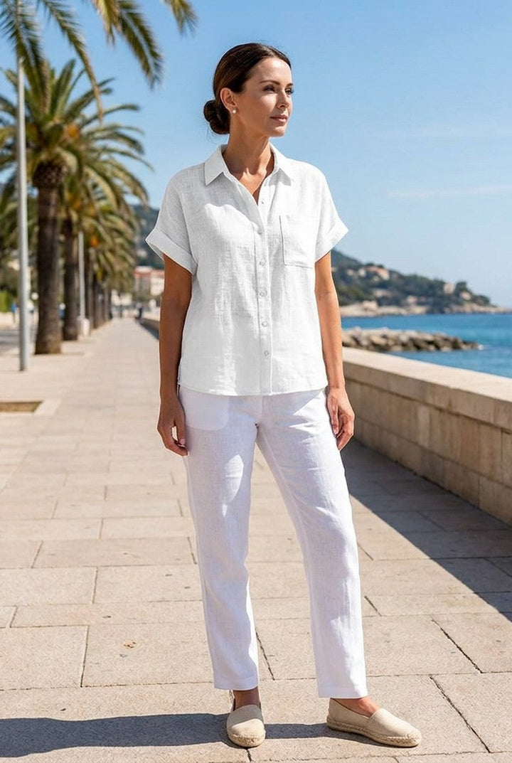 Miravelle | Women's Relaxed Crew Neck Blouse Smart Casual Summer