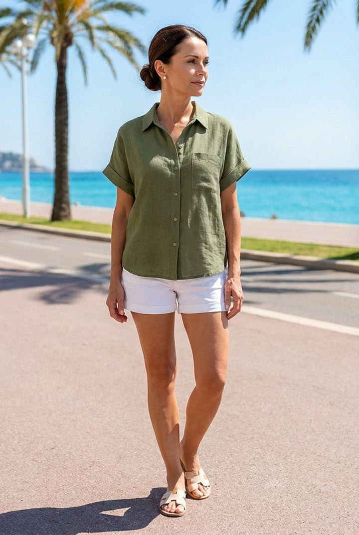 Miravelle | Women's Relaxed Crew Neck Blouse Smart Casual Summer