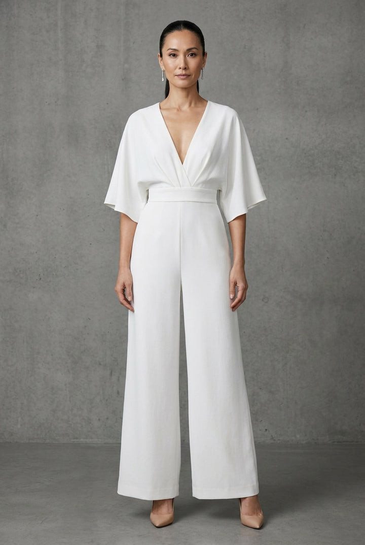Norvelle | Women's V-Neck Half Sleeve Jumpsuit Summer Party