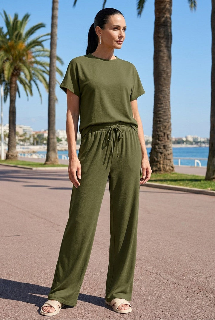 Rosaire | Women's Wide Leg Drawstring Co-ord Set Summer