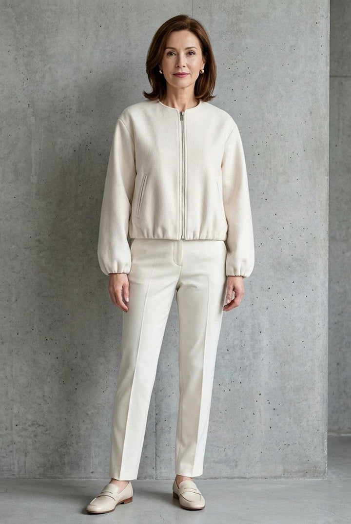 Sorevia | Women's Retro Round Zip Bomber Jacket Smart Casual