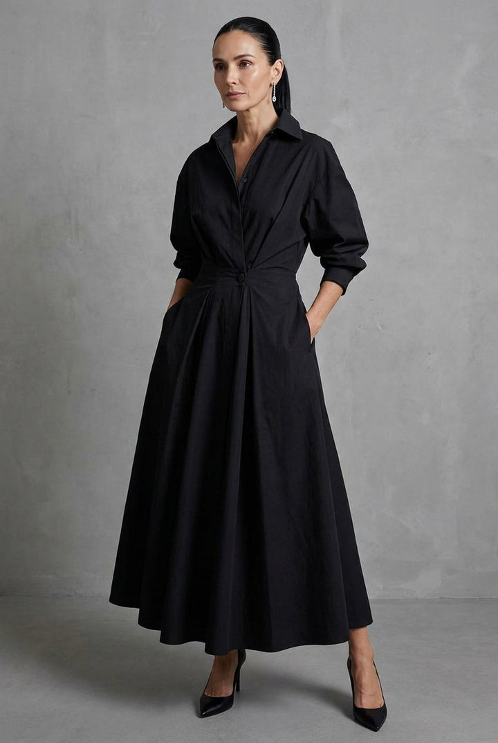 Viretta | Women's Flared Maxi Shirt Dress Office Occasion Wear