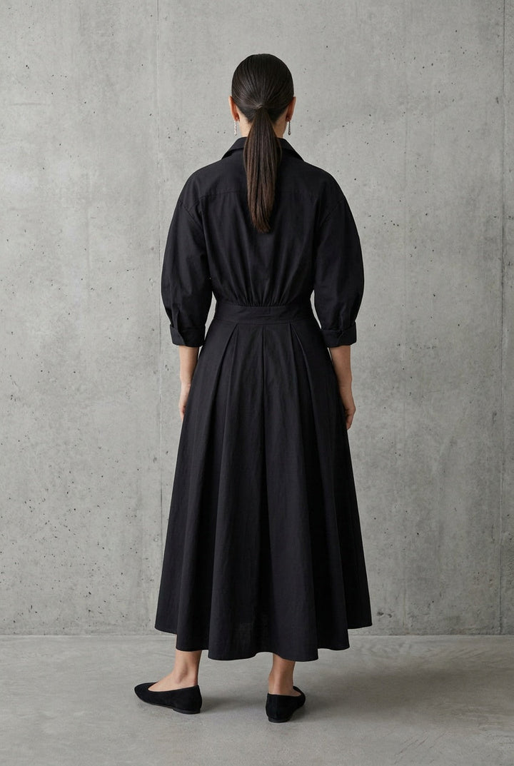 Viretta | Women's Flared Maxi Shirt Dress Office Occasion Wear