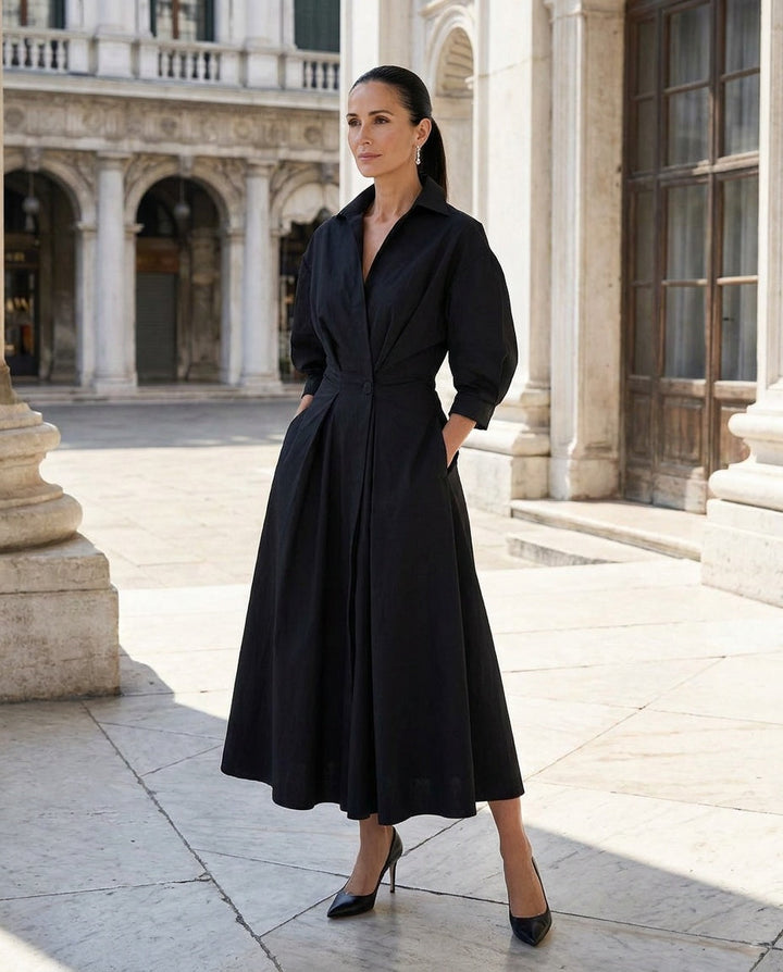 Viretta | Women's Flared Maxi Shirt Dress Office Occasion Wear