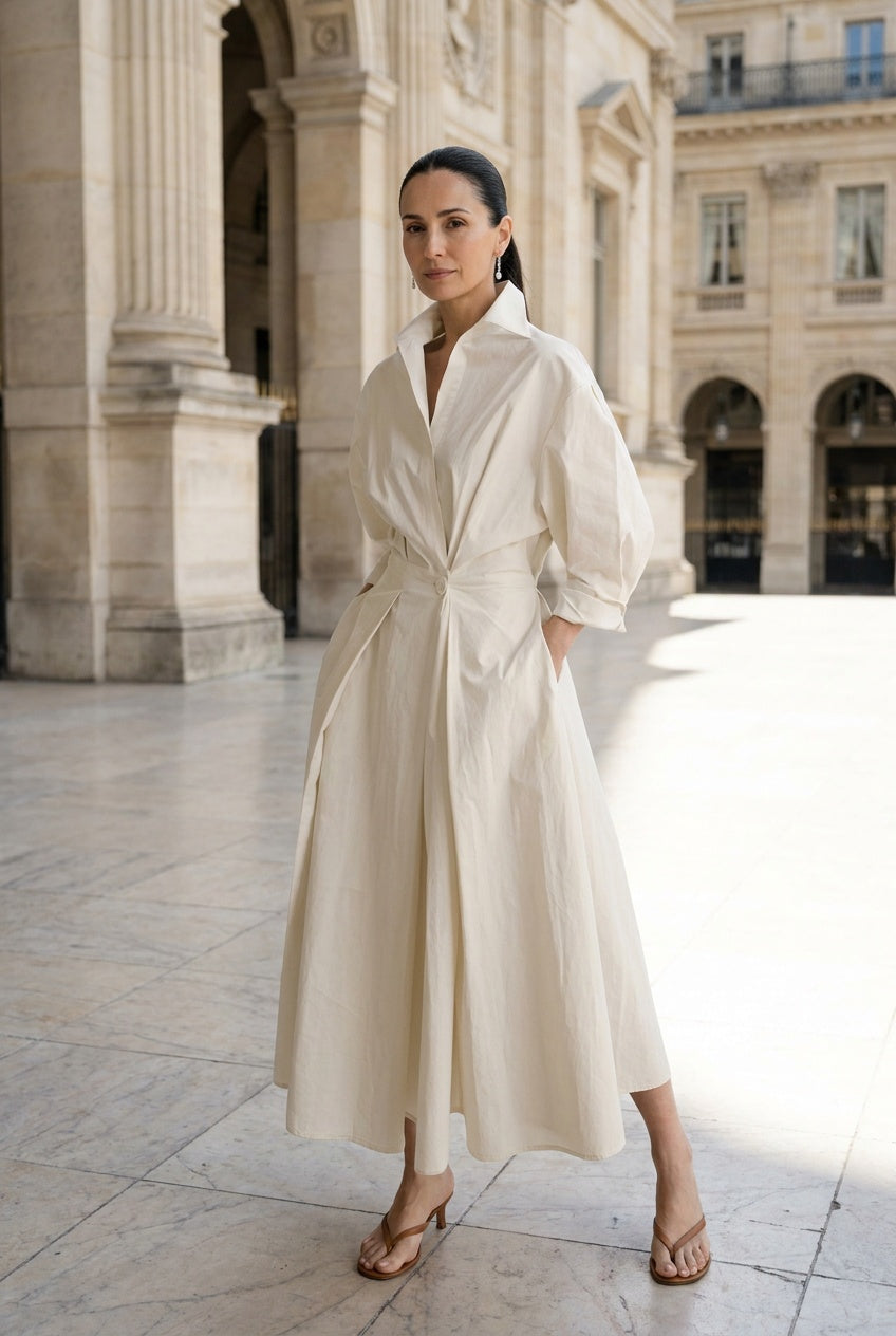 Viretta | Women's Flared Maxi Shirt Dress Office Occasion Wear