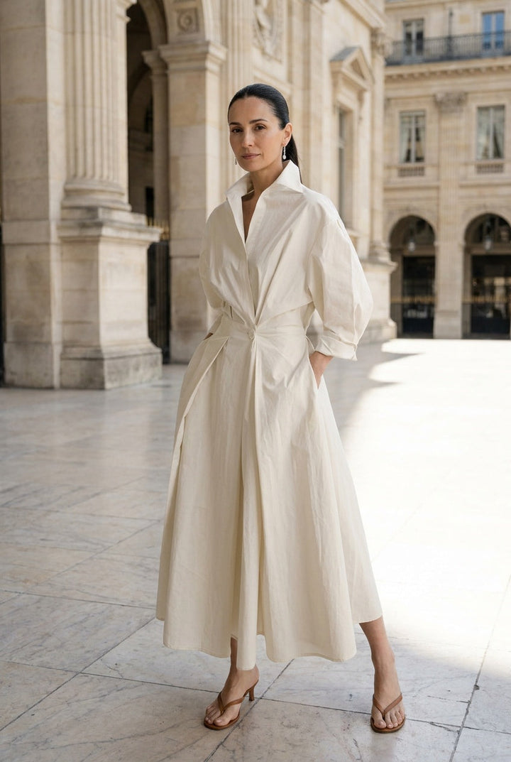 Viretta | Women's Flared Maxi Shirt Dress Office Occasion Wear