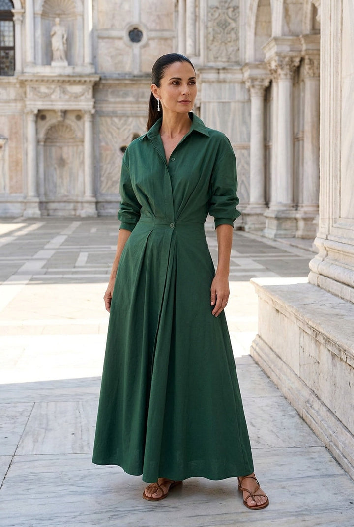 Viretta | Women's Flared Maxi Shirt Dress Office Occasion Wear