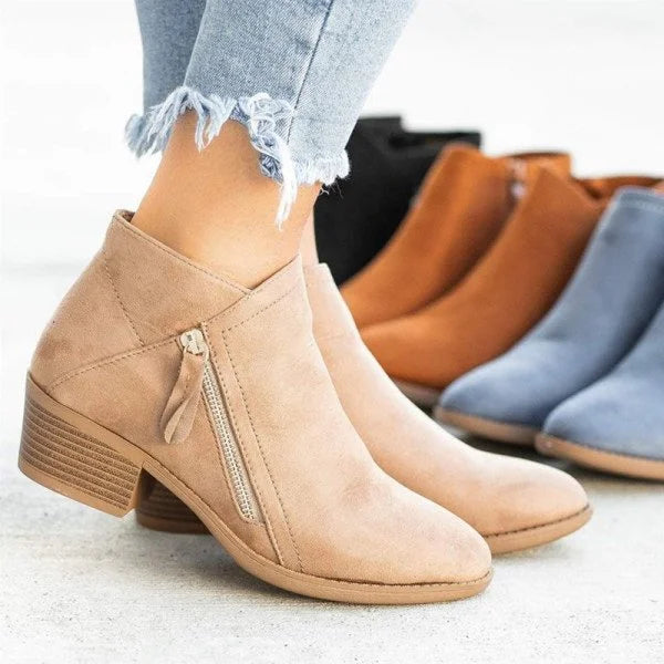 Calivre | Women's Side Zip Block Heel Ankle Boots Fall Winter