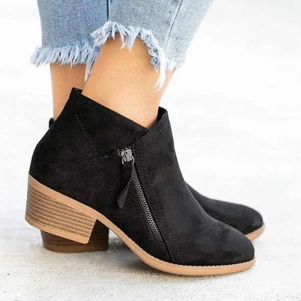 Calivre | Women's Side Zip Block Heel Ankle Boots Fall Winter